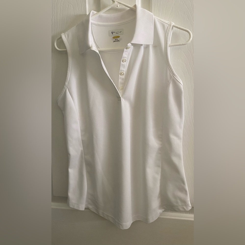 GREG NORMAN.. WOMENS White Sleeveless Polo Top